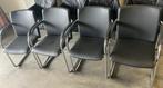 4 lederen vergaderstoelen, Ophalen, Gebruikt, Zwart, Metaal