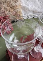 Antieke tulp glazen 4x, kristal 16,5H geëtst Miekje, Ophalen of Verzenden, ., ., .