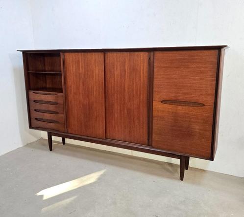 XXL Vintage highboard Hilker - teak - 260cm breed!, Huis en Inrichting, Kasten | Wandmeubels, Gebruikt, 100 tot 150 cm, 250 tot 300 cm