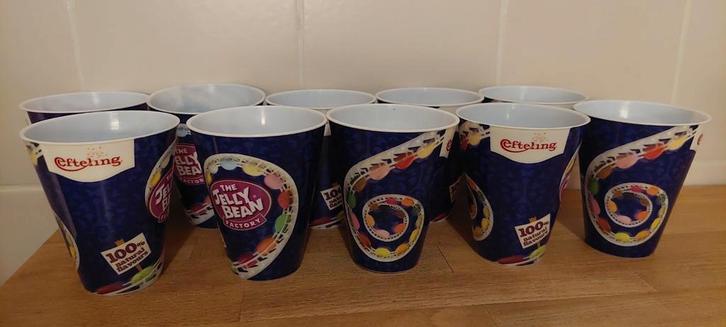 Efteling Jelly Bean achtbaan Bekers - Set van 10, Verzamelen, Efteling, Zo goed als nieuw, Ophalen of Verzenden