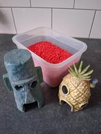 Decoratie spongebob met aquarium grind, Dieren en Toebehoren, Vissen | Aquaria en Toebehoren, Ophalen, Zo goed als nieuw, Plant(en), Steen of Hout