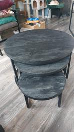 Zwarte Salontafel/Bijzettafel Set, Minder dan 55 cm, Rond, Zo goed als nieuw, Modern