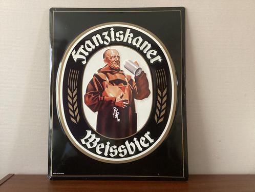 Franziskaner Weissbier promotiebord. Metaal, made in Germany, Verzamelen, Merken en Reclamevoorwerpen, Zo goed als nieuw, Reclamebord