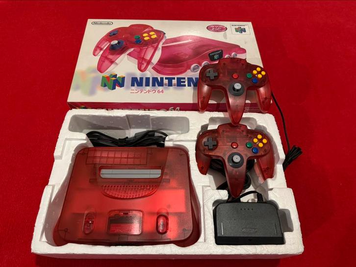 Nintendo 64 Clear Red Console Watermelon Red NTSC-J OVP TOP, Spelcomputers en Games, Spelcomputers | Nintendo 64, Zo goed als nieuw