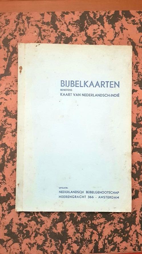 Oude omslag bijbelkaarten & kaart ned. Indië, Verzamelen, Religie, Gebruikt, Kaart of Prent, Verzenden