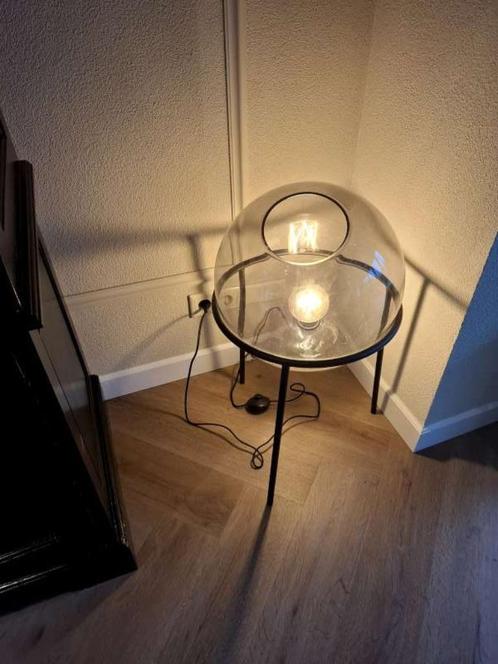 Rondbollig Vloerlamp excl. Lichtbron, Huis en Inrichting, Lampen | Vloerlampen, Zo goed als nieuw, Minder dan 100 cm, Glas, Metaal