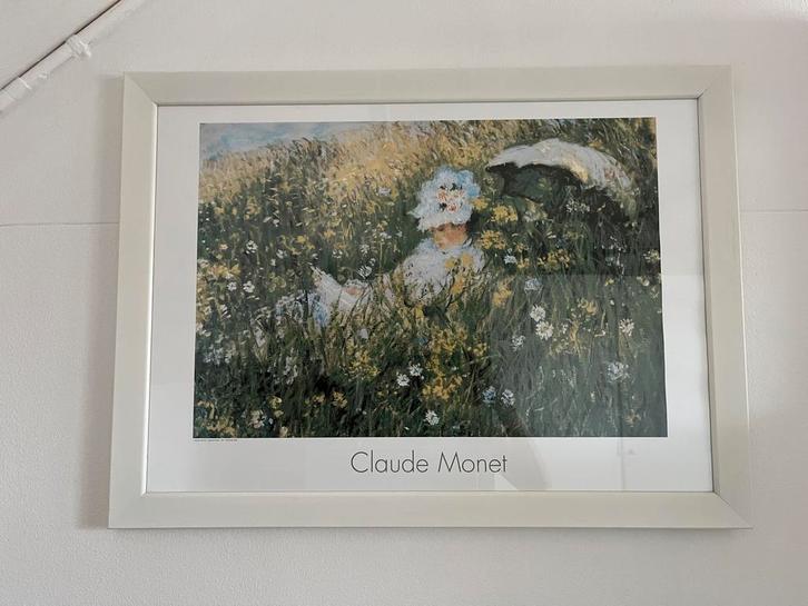 Poster  Claude Monet The Meadow houten lijst met glas, Antiek en Kunst, Kunst | Schilderijen | Klassiek, Ophalen