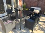 Tuinset +6 stoelen en kussentjes antrasiet, Ophalen, Gebruikt, Aluminium