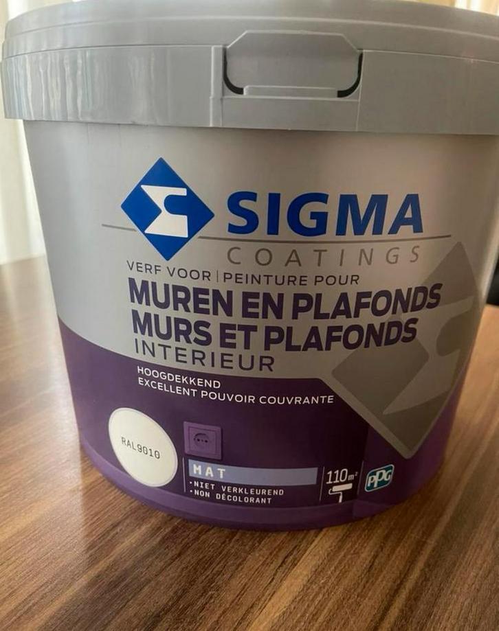 10 L SIGMA RAL 9010 MUREN & PLAFONDS, Doe-het-zelf en Verbouw, Verf, Beits en Lak, Nieuw, Wit, Ophalen of Verzenden