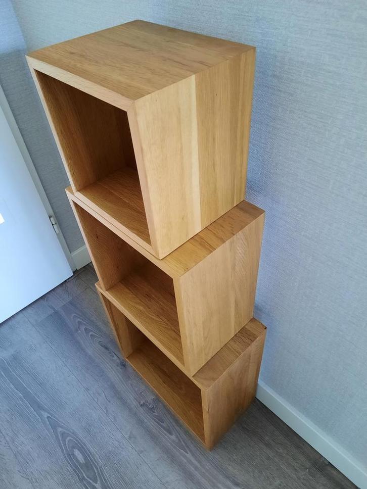 3eikenhouten Kubussen als Kastjes, Huis en Inrichting, Kasten | Stellingkasten, Zo goed als nieuw, Ophalen