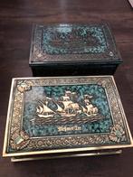 2 Grote Vintage Blikken met Afbeelding - 37x26cm, Ophalen of Verzenden, Gebruikt, Metaal, Minder dan 50 cm