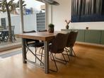 Steigerhouten eettafel met metalen onderstel - 160x104, Ophalen, Gebruikt, 100 tot 150 cm, 150 tot 200 cm