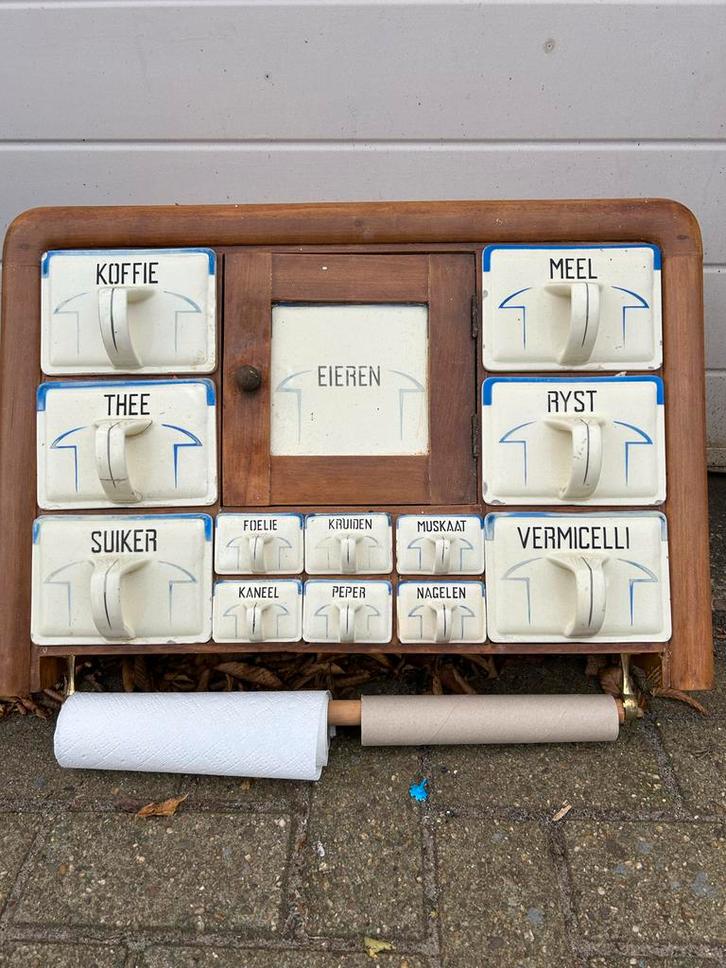 Antieke Kruidenkast met Emaille Laden, Antiek en Kunst, Antiek | Emaille, Ophalen