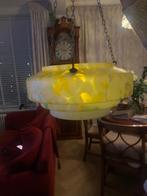 Jaren ‘30 Art Deco Multi Color Flycatcher Bowl Plafondlamp, Huis en Inrichting, Lampen | Plafondlampen, Glas, Ophalen of Verzenden