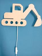 Houten graafmachine lamp, Huis en Inrichting, Lampen | Wandlampen, Ophalen of Verzenden