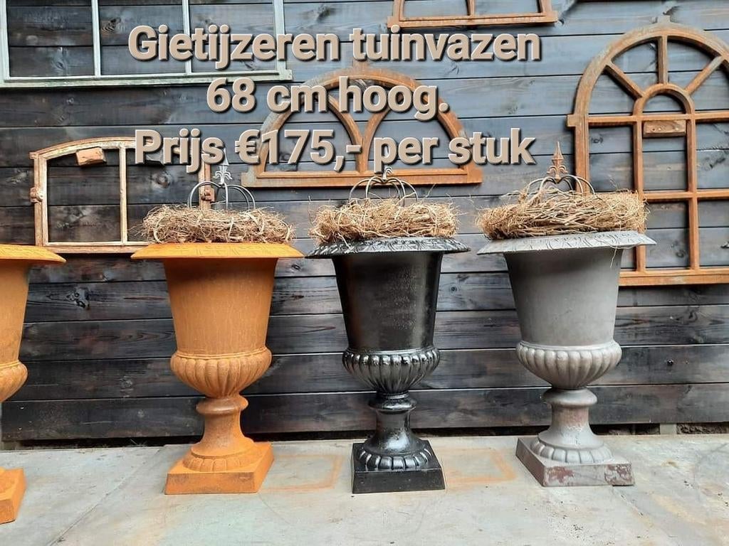 Gietijzeren tuinvazen tuinvaas bloempot bloembak Louvre 68cm, Tuin en Terras, Tuinvazen, Ophalen, Nieuw