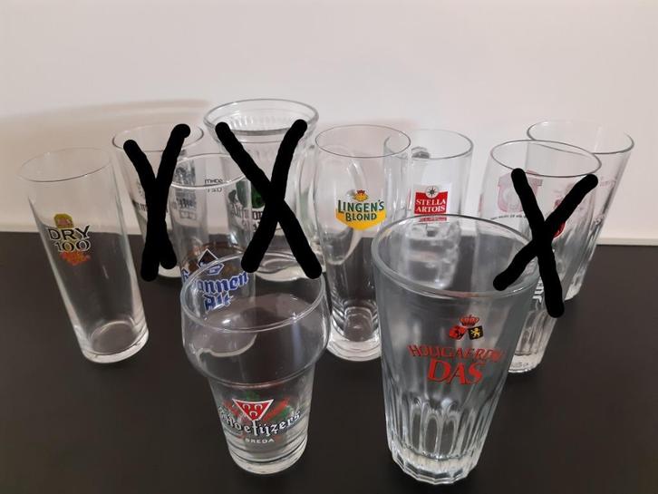 Bierglazen 7 st. verschillende zie foto's en omschrijving, Verzamelen, Biermerken, Zo goed als nieuw, Glas of Glazen, Overige merken