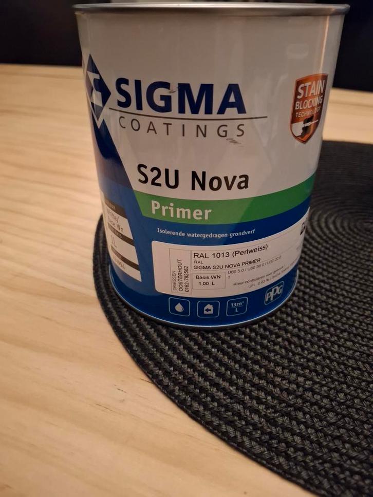 Sigma S2U Nova Primer - RAL1013, Doe-het-zelf en Verbouw, Verf, Beits en Lak, Nieuw, Verf, Minder dan 5 liter, Wit, Ophalen of Verzenden