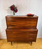 Gratis bezorging!Mid century retro vintage palissander burea, Gebruikt, -, Ophalen of Verzenden, Bureau