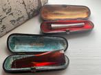 2 mini foudraals met sigaretten pijpje antiek 8,5 cm, Antiek en Kunst, Curiosa en Brocante, Ophalen of Verzenden