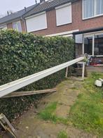 Luifel 6 meter groen en wite strepen., Tuin en Terras, Ophalen of Verzenden, Zo goed als nieuw, Knikarmscherm, Elektrisch