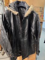 Zwarte lederen  jassen met bontkraag - Maat M-l-xl, Maat 38/40 (M), Zwart, Nieuw, Ophalen of Verzenden