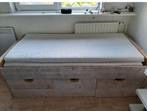 Steiger houten bed met laden, 85 tot 100 cm, Ophalen of Verzenden, Zo goed als nieuw, Matras