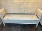 Mooie brocante houten klep bank, Huis en Inrichting, 150 tot 200 cm, 75 tot 100 cm, Ophalen of Verzenden, Zo goed als nieuw