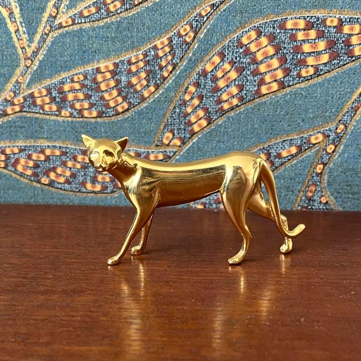 Vintage Franklin Mint gouden kat, Verzamelen, Beelden en Beeldjes, Zo goed als nieuw, Ophalen of Verzenden