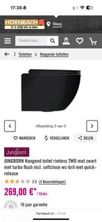 JUNGBORN Hangend toilet rimless TWO mat zwart met turbo, Doe-het-zelf en Verbouw, Sanitair, Ophalen of Verzenden, Nieuw, Toilet