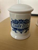 Vintage Delfts Blauwe apothekerspot met deksel Calcevita, Ophalen of Verzenden