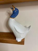 Vintage keramiek eend wit/goud/blauw, Verzamelen, Beelden en Beeldjes, Verzenden, Zo goed als nieuw, Dier