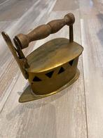 Antiek Koperen Strijkijzer met Houten Handvat, Antiek en Kunst, Ophalen of Verzenden, Koper