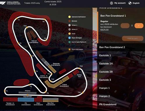 F1 Zandvoort - 4x tickets Ben Pon grandstand 1 - 3dagen, Tickets en Kaartjes, Evenementen en Festivals, Drie personen of meer