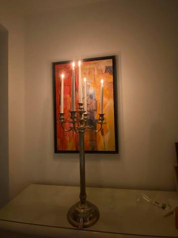 11 Vijfarmige zilveren hoge 79cm kandelaars, beschikbaar voor biedingen