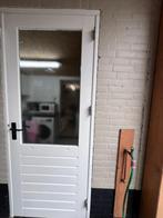 Hardhouten achterdeur met draadglas, Doe-het-zelf en Verbouw, Ophalen of Verzenden, Gebruikt, Buitendeur, 200 tot 215 cm