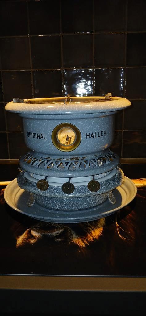 Original Haller 3 pits petroleumstel - grijs gewolkt, Antiek en Kunst, Antiek | Emaille, Ophalen of Verzenden