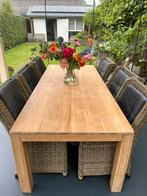 Teakhouten eettafel 2.30m x 0,97 cm x 75 cm, Huis en Inrichting, Tafels | Eettafels, Ophalen, Gebruikt, Teakhout, 200 cm of meer