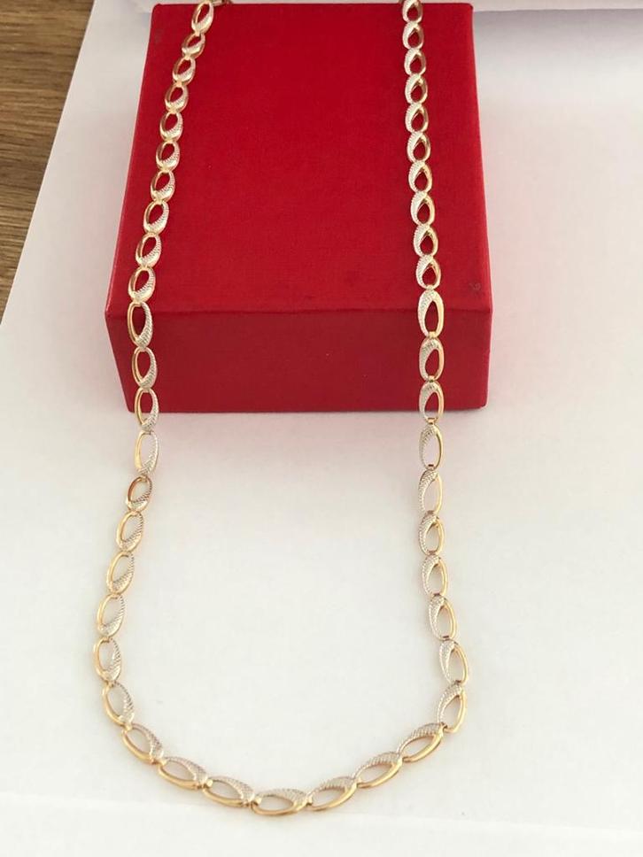 Mooie 14 karaat gouden ketting, wit en geel goud, Sieraden, Tassen en Uiterlijk, Kettingen, Nieuw, Goud, Goud, Ophalen of Verzenden