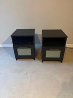 Set van 2 zwarte nachtkastjes, Huis en Inrichting, Slaapkamer | Nachtkastjes, Ophalen, Gebruikt, Minder dan 45 cm, Minder dan 55 cm