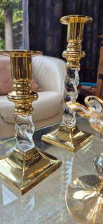 Plexiglas en Messing Kandelaars Set, Gebruikt, Overige kleuren, Ophalen of Verzenden, Metaal