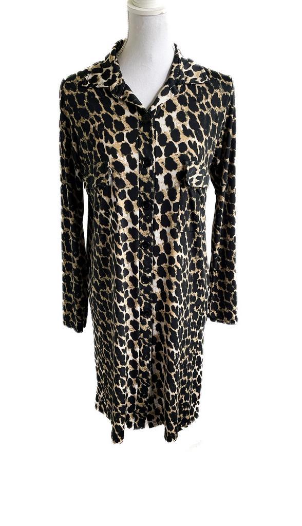 Mooie blouse jurk van Iz Naiz M, Kleding | Dames, Jurken, Zo goed als nieuw, Maat 38/40 (M), Bruin, Onder de knie, Ophalen of Verzenden