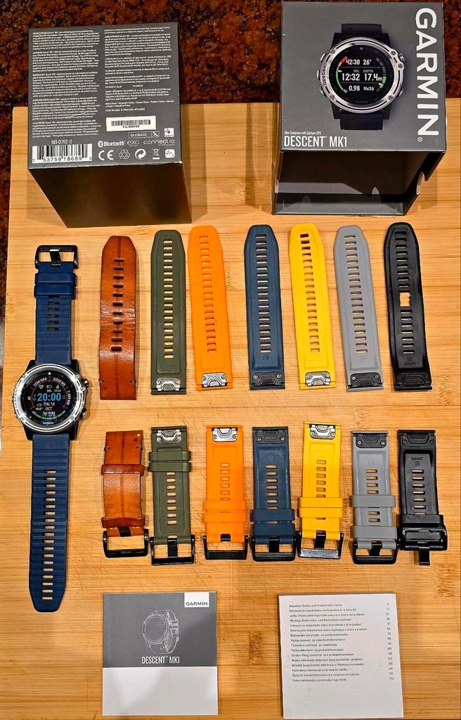 Garmin Descent Mk1 Duikcomputer - Complete Set, Sieraden, Tassen en Uiterlijk, Smartwatches, Zo goed als nieuw, Blauw, Afstand