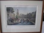 Prachtige gekleurde gravure van Utrecht Oude Gracht+Dom 1825, Ophalen of Verzenden