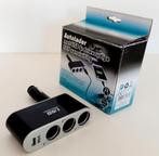 Autolader met USB en drievoudige 12V aansluiting, Telecommunicatie, Autoladers, Ophalen of Verzenden, Draadloos, Gebruikt