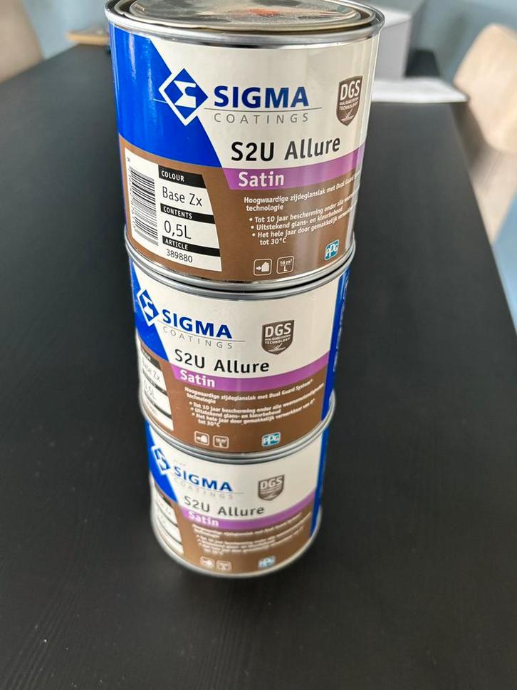 Sigma s2u Allure Satin blanke lak, Doe-het-zelf en Verbouw, Verf, Beits en Lak, Nieuw, Lak, Minder dan 5 liter, Overige kleuren