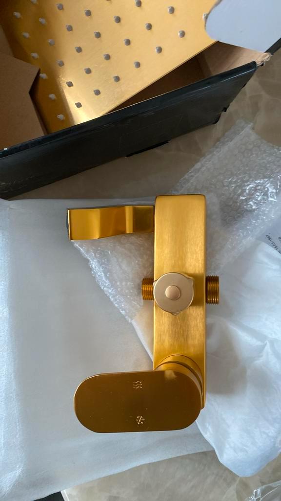 Gouden doucheset roestvrijstalen., Doe-het-zelf en Verbouw, Sanitair, Zo goed als nieuw, Douche, Ophalen of Verzenden