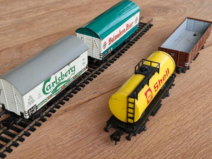 Fleischmann H0 Goederenwagons - Set van 4, Hobby en Vrije tijd, Modeltreinen | H0, Gebruikt, Wagon, Gelijkstroom, Fleischmann