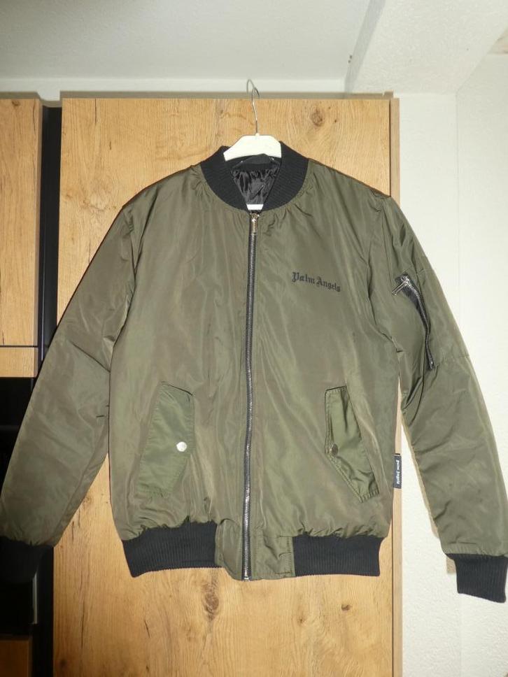 Palm Angels bomberjack maat S heren groen zwart authentiek, Kleding | Heren, Jassen | Winter, Zo goed als nieuw, Maat 46 (S) of kleiner