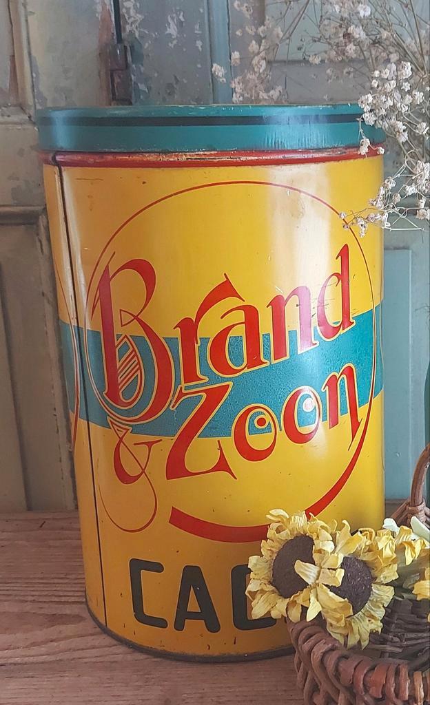 Antiek winkelblik Brand & Zoon koffie,thee, cacao.Bekkers, Verzamelen, Blikken, Gebruikt, Koffie, Ophalen of Verzenden